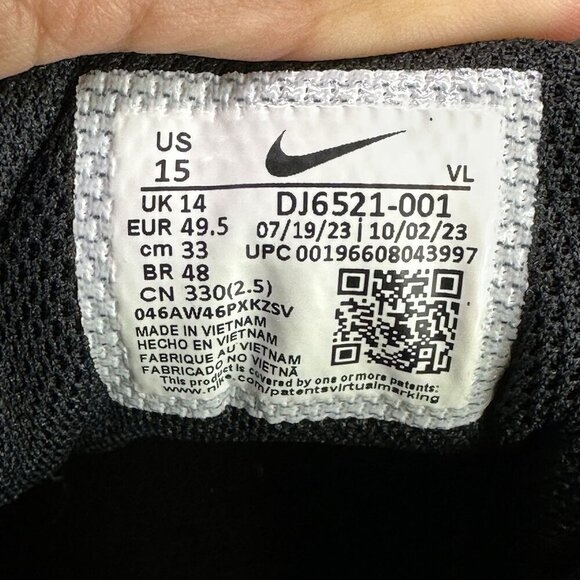 Nike Alpha Huarache Elite 4 Men's size 15 Black and White Metal Baseball Cleats - Picture 8 of 8